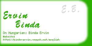 ervin binda business card
